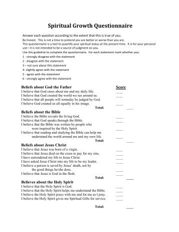 Spiritual Growth Questionnaire - Covenant Life Church