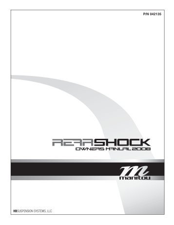 2008 All Rear Shocks Owners Manual - Manitou