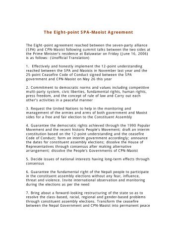 8 point agreement between spa and Moist - UCDP