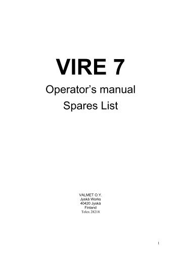 1975 European Vire 7 Operator's Manual and Spare Parts Lists