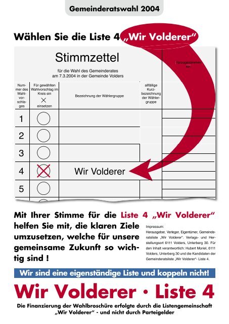 ID, Wir Volderer, BroschÃ¼re 5 - Volders