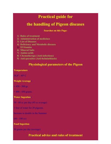 Practical guide for the handling of Pigeon diseases