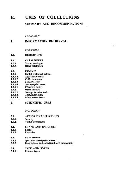 GUIDELINES FOR THE CURATION OF GEOLOGICAL MATERIALS