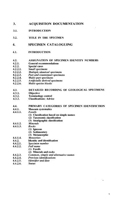 GUIDELINES FOR THE CURATION OF GEOLOGICAL MATERIALS