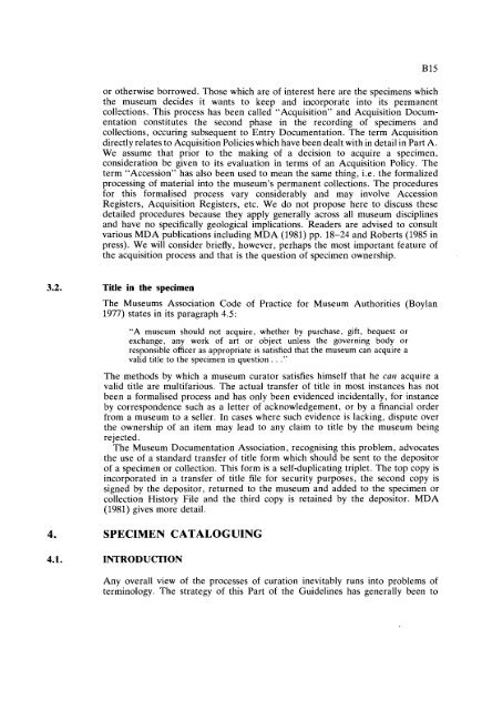 GUIDELINES FOR THE CURATION OF GEOLOGICAL MATERIALS