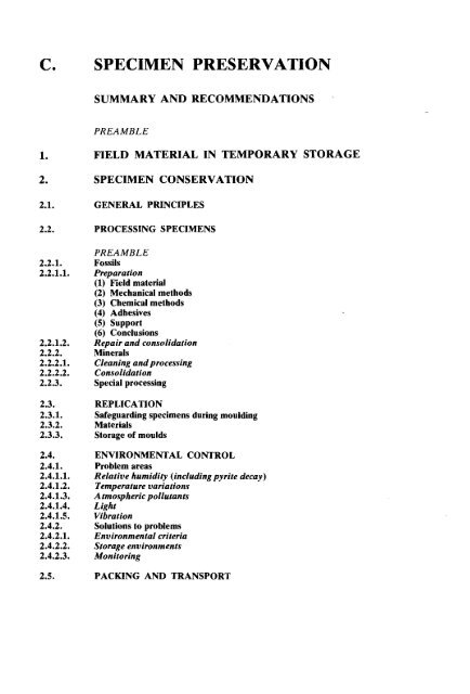 GUIDELINES FOR THE CURATION OF GEOLOGICAL MATERIALS