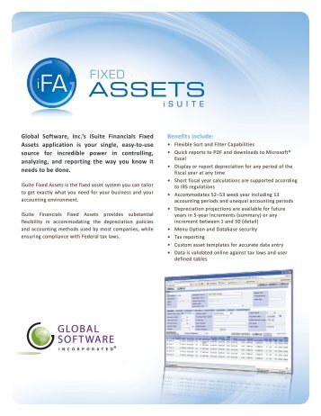 Global Software, Inc.'s iSuite Financials Fixed Assets application is ...