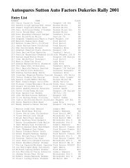 Autospares Sutton Auto Factors Dukeries Rally 2001 Results