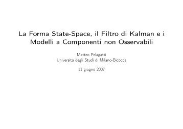 La Forma State-Space, il Filtro di Kalman e i Modelli a Componenti ...