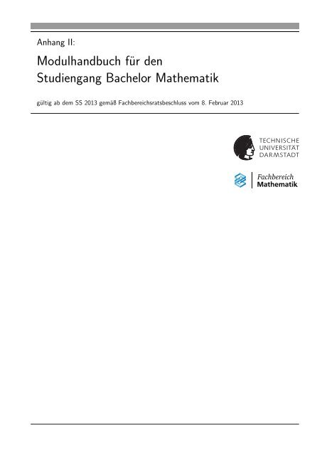 Modulhandbuch B.Sc. Mathematik - Fachbereich Mathematik ...
