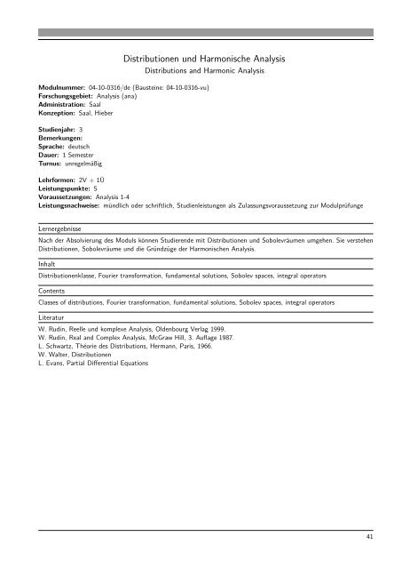 Modulhandbuch B.Sc. Mathematik - Fachbereich Mathematik ...