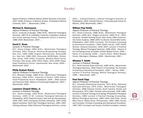 2009 - 2010 Academic Catalog - Westminster Theological Seminary