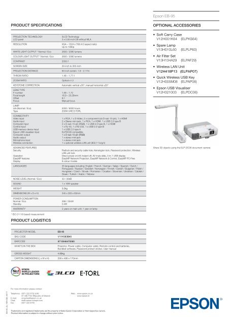 Epson EB-95 Projector - Medium