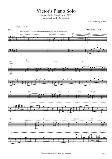 Danny Elfman â Victor\'s Piano Solo - Daily Piano Sheets