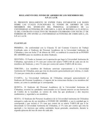 Reglamento del fondo de ahorro del spauach - Transparencia