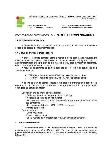 PARTIDA COMPENSADORA 1 REVISÃO ... - Wiki do IF-SC