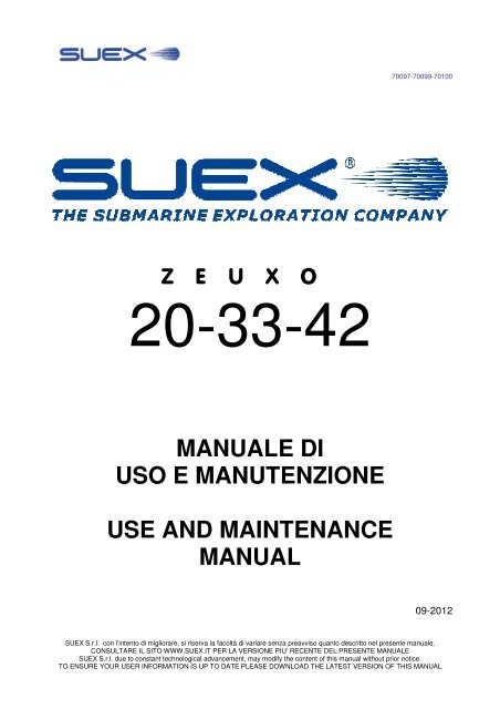 manuale di uso e manutenzione use and maintenance manual - Suex