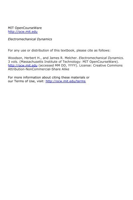 electromechanical dynamics - MIT OpenCourseWare