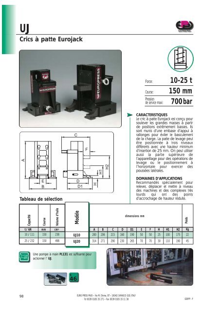 hydraulique a haute pression - Euro Press Pack