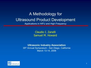 A Methodology for Ultrasound Product Development - Ultrasonic ...