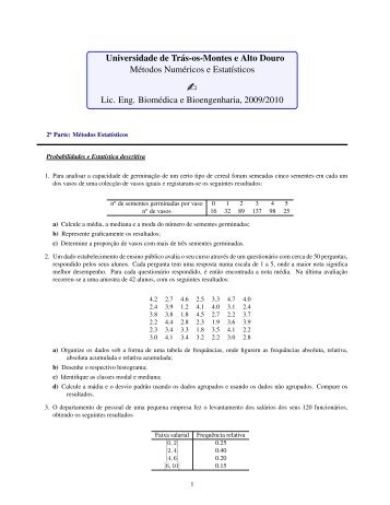MÃ©todos EstatÃ­sticos - Universidade de TrÃ¡s-os-Montes e Alto Douro