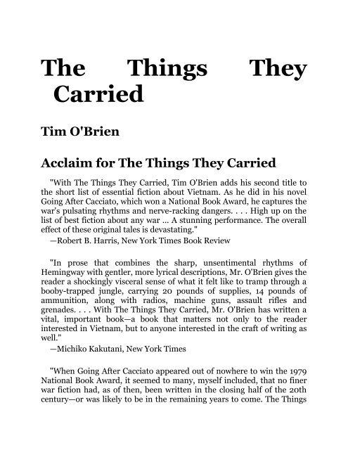 the things they carried introduction essay