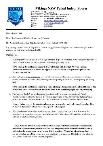 the original PDF document released by Vikings ... - Futsal4all - Futsal