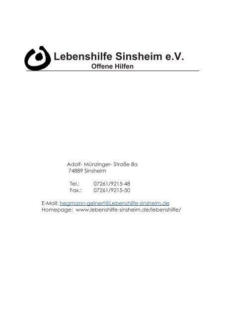 Programme 2014 - Lebenshilfe Sinsheim eV und Kraichgau ...