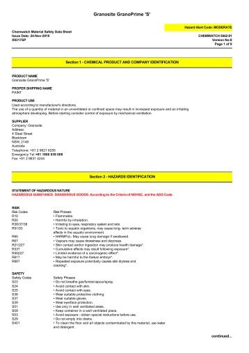 Chemwatch MSDS Print - Wattyl