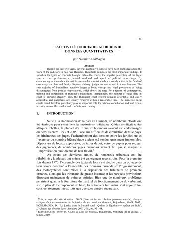 l'activité judiciaire au burundi