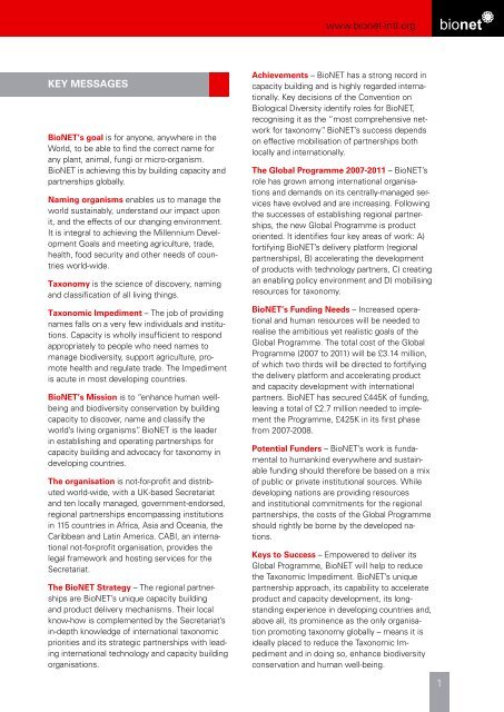 Business Plan 2007 - 2011 - BioNET