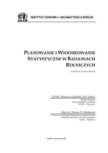 planowanie i wnioskowanie statystyczne w badaniach rolniczych