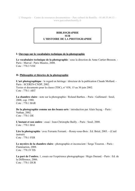 Bibliographie Sur Lhistoire De La Photographie I - 