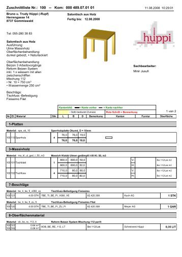 G:\megacad\megatischler\Planles Div ... - Schreinerei Hüppi