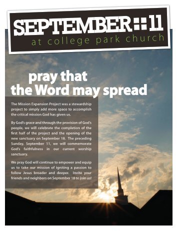 pray that the Word may spread - College Park Church