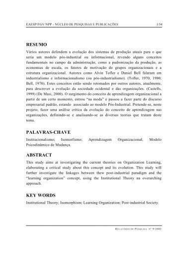 resumo palavras-chave abstract key words - GVpesquisa