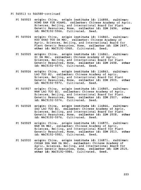 Plant Inventory No. 202, Part I, - The Germplasm Resources ...