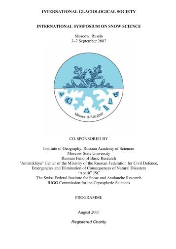 INTERNATIONAL SYMPOSIUM ARCTIC GLACIOLOGY