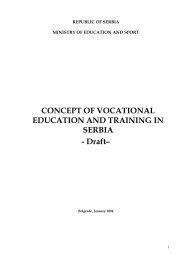 Concept of Vocational Education and Training in Serbia - vet reform ...