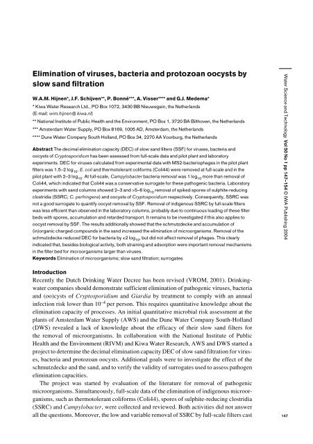 Elimination of viruses, bacteria and protozoan oocysts - ResearchGate