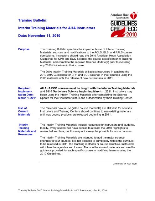 Interim Training Bulletin