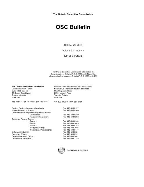 OSC Bulletin - Westlaw Canada
