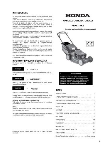 Manualul utilizatorului HRX 537 VKE RO - BRICO SHOP