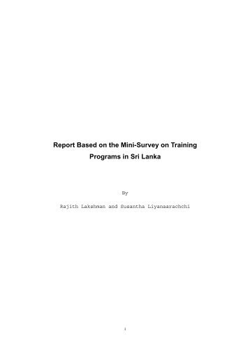 Report Based on the Mini-Survey on Training Programs in Sri Lanka