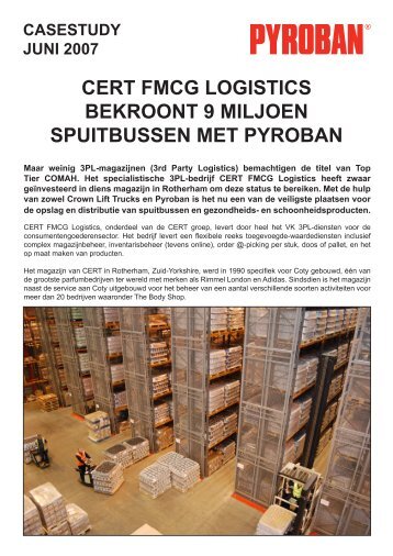 cert fmcg logistics bekroont 9 miljoen spuitbussen met pyroban