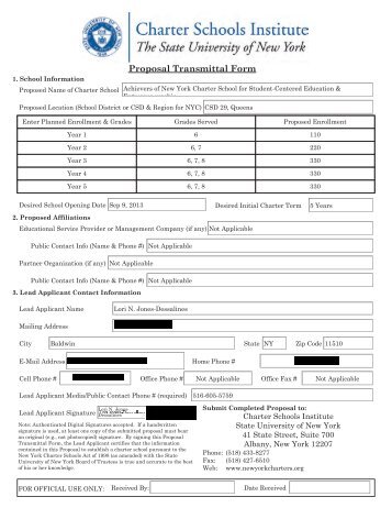 Proposal Transmittal Form - Newyorkcharters.org
