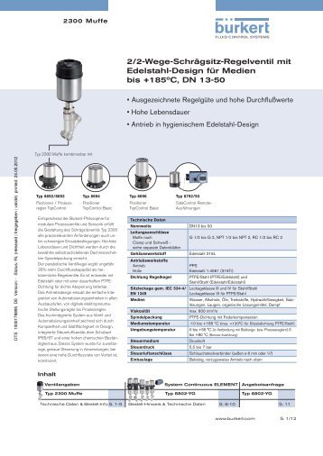 2/2-Wege-Schrägsitz-Regelventil mit Edelstahl-Design für Medien ...