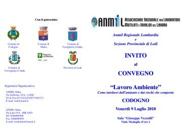 INVITO CONVEGNO âLavoro Ambienteâ - Anmil