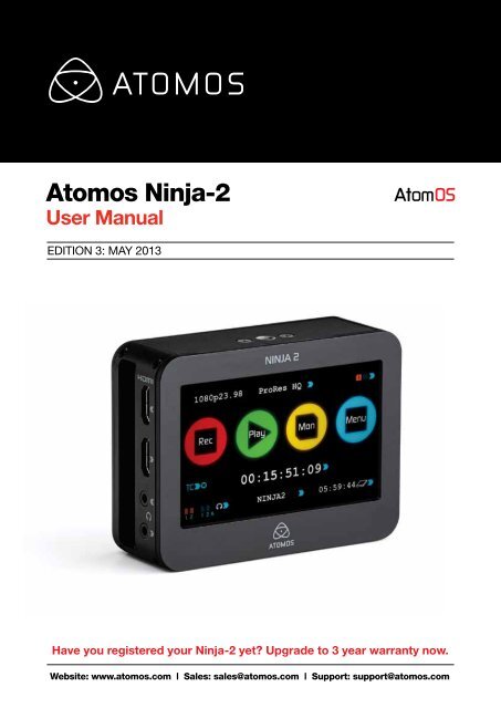 Activation Menu – Support - Atomos