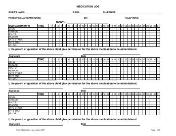 OCCL Medication Log